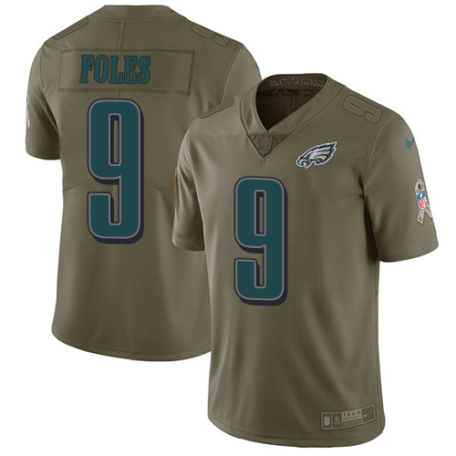 Nike Eagles #9 Nick Foles Olive Men's Stitched NFL Limited Salute To Service Jersey - Click Image to Close